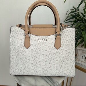 GUESS White and Tan satchel , handbag, crossbody
